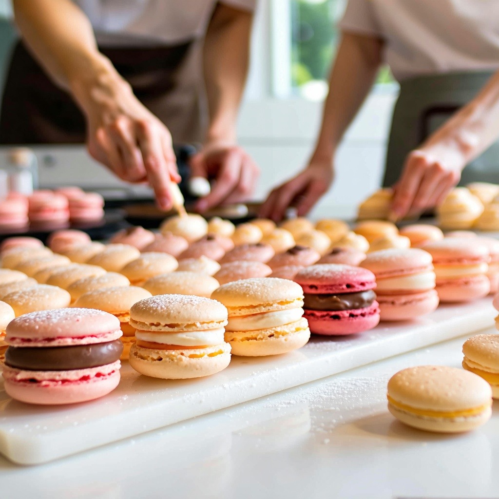 group learning to bake macarons group learning to bake macarons